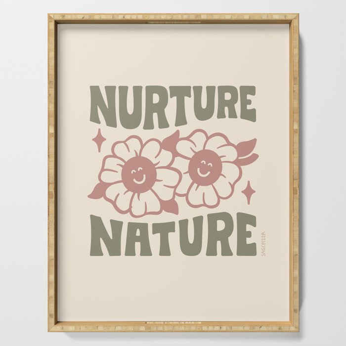 NURTURE NATURE (IN GREEN AND MAUVE) Serving Tray Gallery Image 1