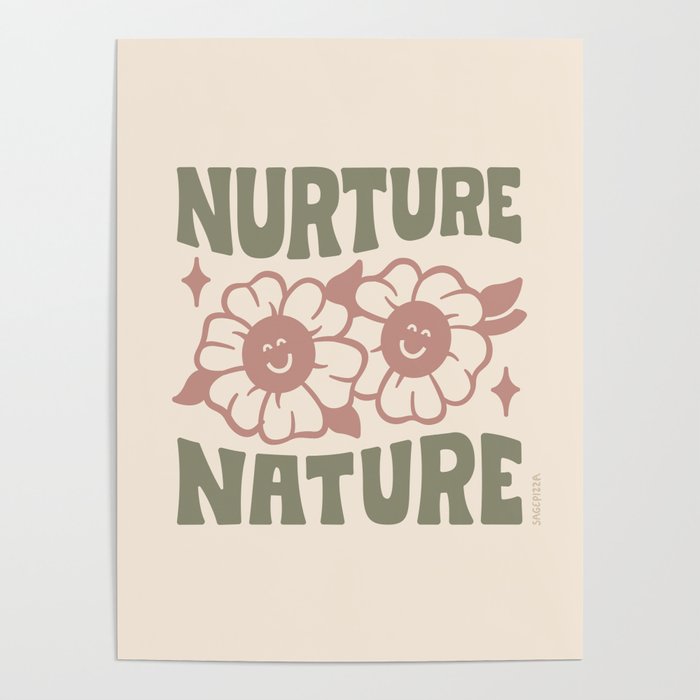 NURTURE NATURE (IN GREEN AND MAUVE) Poster Gallery Image 1