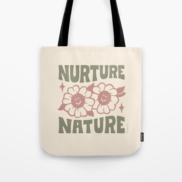 NURTURE NATURE (IN GREEN AND MAUVE) Tote Bag Gallery Image 1