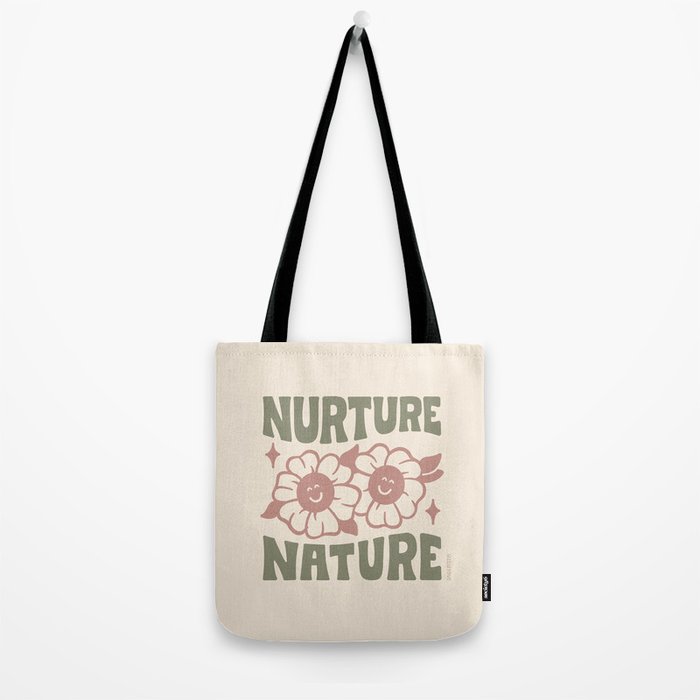 NURTURE NATURE (IN GREEN AND MAUVE) Tote Bag Gallery Image 2