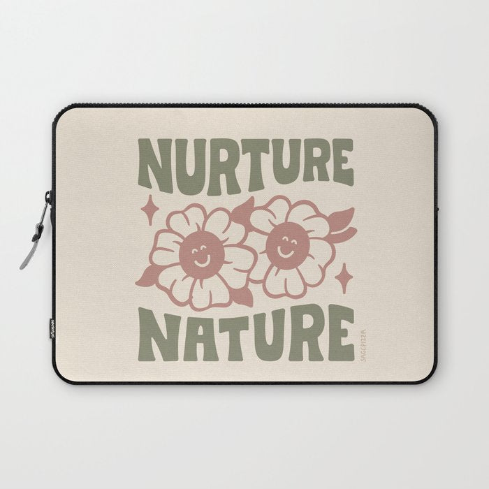 NURTURE NATURE (IN GREEN AND MAUVE) Laptop Sleeve Gallery Image 1