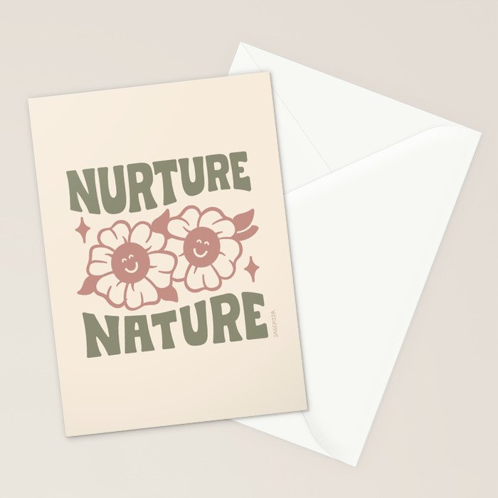 NURTURE NATURE (IN GREEN AND MAUVE) Stationery Card Gallery Image 2
