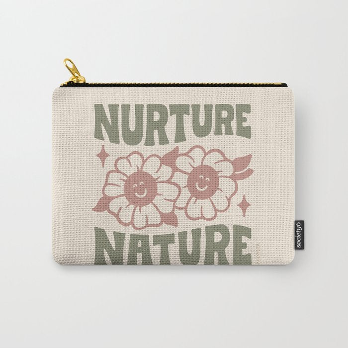 NURTURE NATURE (IN GREEN AND MAUVE) Carry All Pouch Gallery Image 1