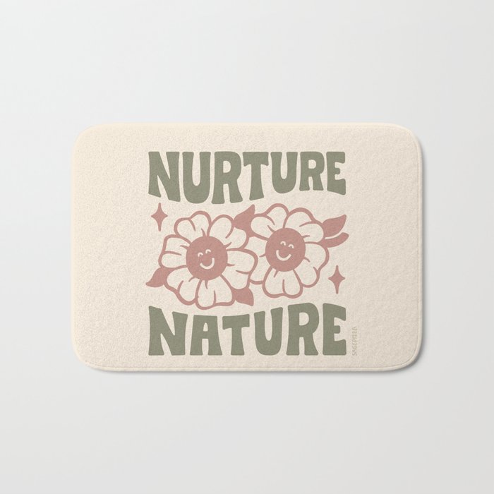 NURTURE NATURE (IN GREEN AND MAUVE) Bath Mat Gallery Image 1