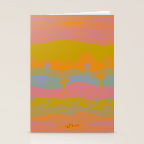Vintage Western Desert Landscape in Dusty Neon Stationery Card Gallery Image 1