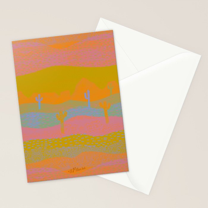 Vintage Western Desert Landscape in Dusty Neon Stationery Card Gallery Image 2