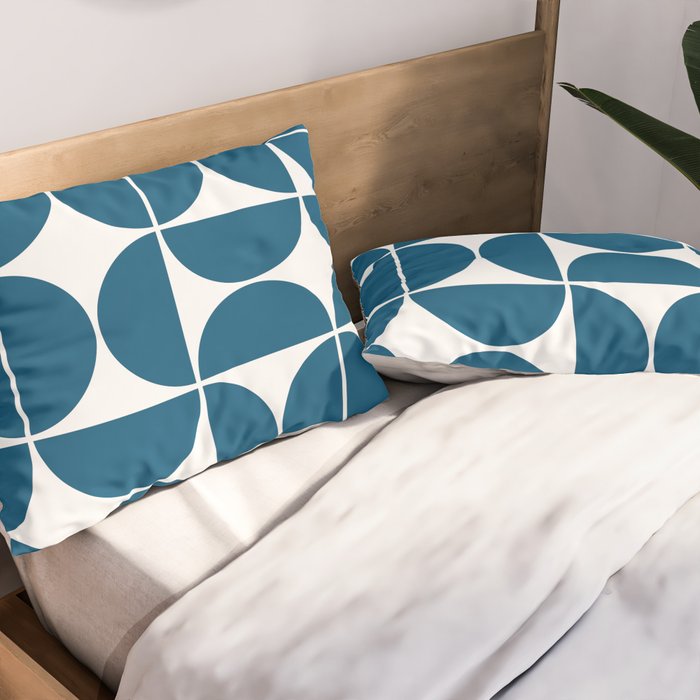 Mid Century Modern Geometric 04 Blue Pillow Sham Gallery Image 2