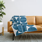Mid Century Modern Geometric 04 Blue Throw Blanket Gallery Image 1