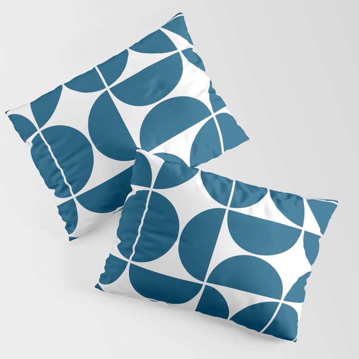 Mid Century Modern Geometric 04 Blue Pillow Sham Gallery Image 1