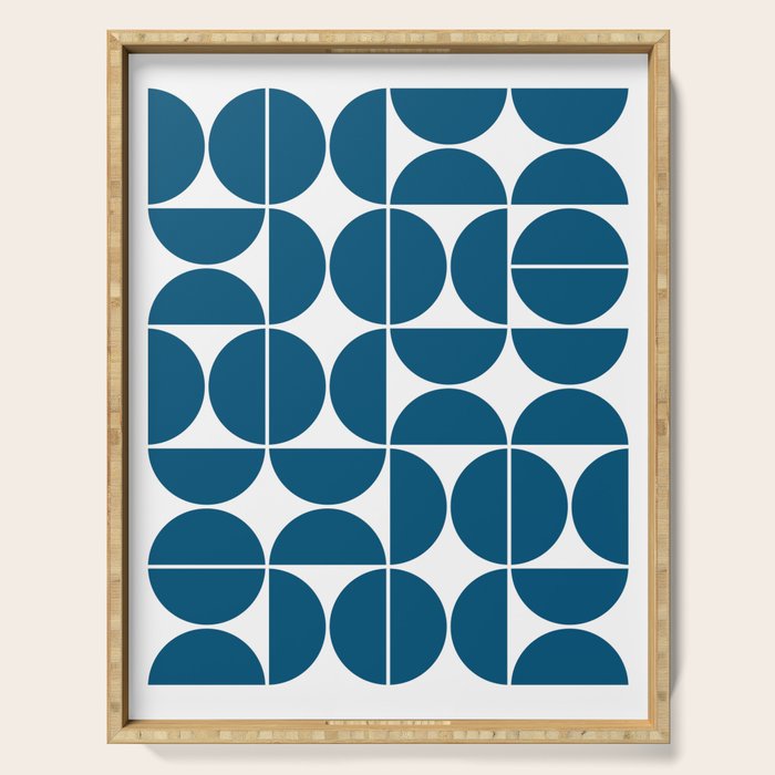 Mid Century Modern Geometric 04 Blue Serving Tray Gallery Image 1