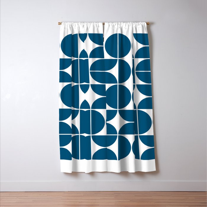 Mid Century Modern Geometric 04 Blue Window Curtain Gallery Image 3