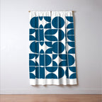 Mid Century Modern Geometric 04 Blue Window Curtain Gallery Image 3