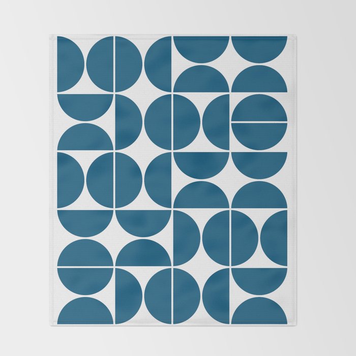Mid Century Modern Geometric 04 Blue Throw Blanket Gallery Image 2
