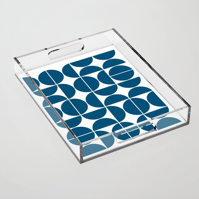 Mid Century Modern Geometric 04 Blue Acrylic Tray Gallery Image 1