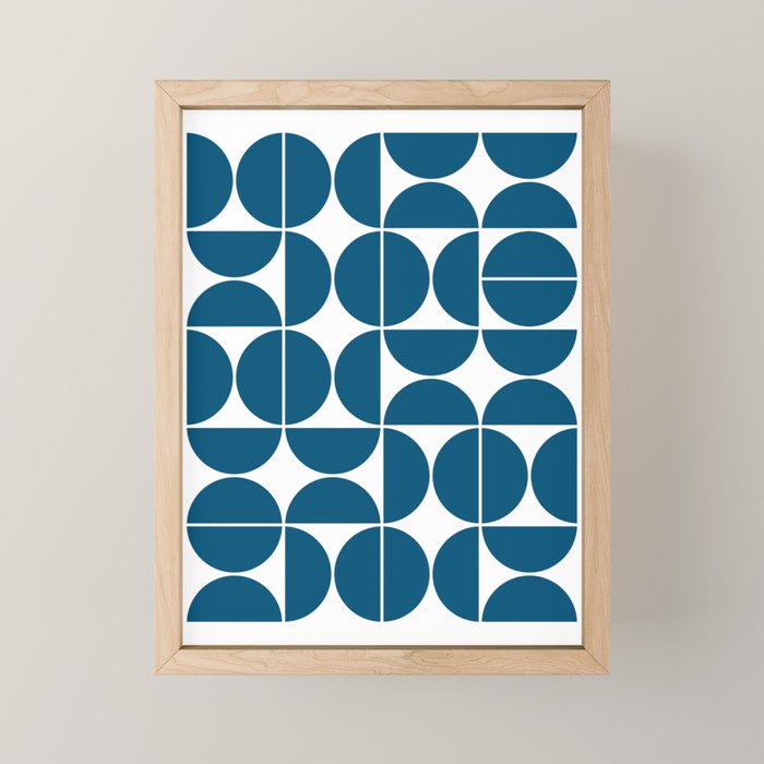 Mid Century Modern Geometric 04 Blue Mini Art Print Gallery Image 1