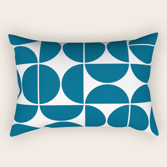 Mid Century Modern Geometric 04 Blue Rectangular Pillow Gallery Image 2
