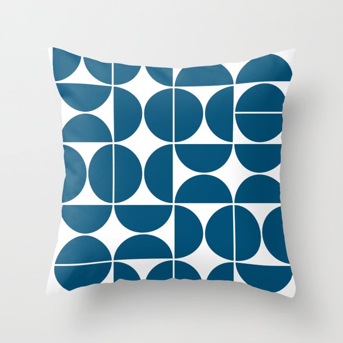 Mid Century Modern Geometric 04 Blue Throw Pillow Gallery Image 6