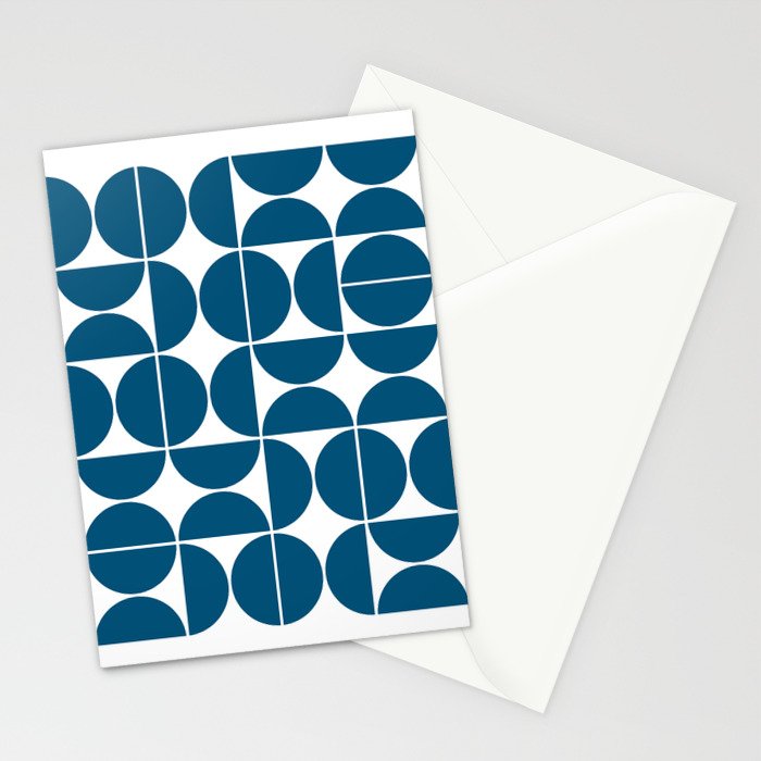 Mid Century Modern Geometric 04 Blue Stationery Card Gallery Image 2