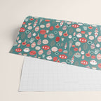 Vintage Christmas baubles teal background Wrapping Paper Gallery Image 2