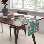 Vintage Christmas baubles teal background Table Runner Gallery Image 2