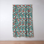 Vintage Christmas baubles teal background Window Curtain Gallery Image 3
