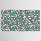 Vintage Christmas baubles teal background Tablecloth Gallery Image 2