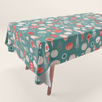 Vintage Christmas baubles teal background Tablecloth Gallery Image 1