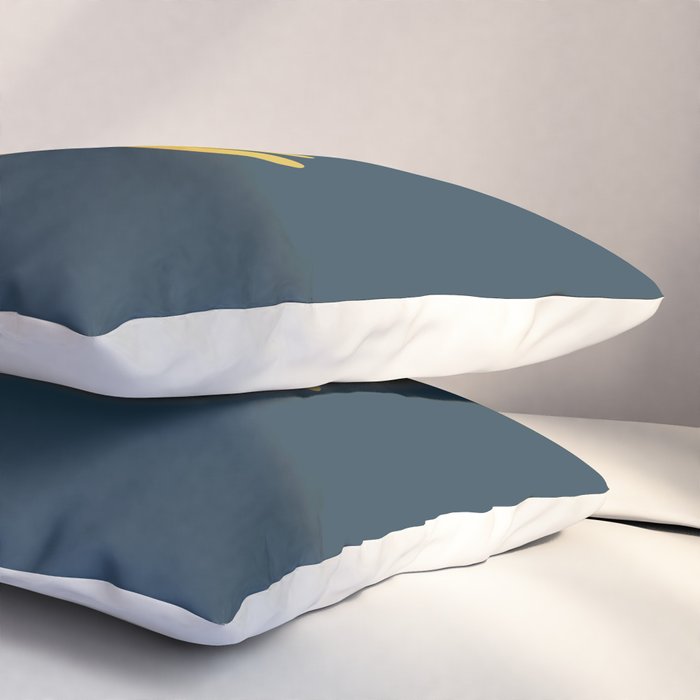 Tall Flower - Minimalist Floral in Light Mustard and Navy Blue Pillow Sham Gallery Image 3