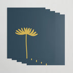 Tall Flower - Minimalist Floral in Light Mustard and Navy Blue Wrapping Paper Gallery Image 3