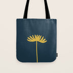 Tall Flower - Minimalist Floral in Light Mustard and Navy Blue Tote Bag Gallery Image 1