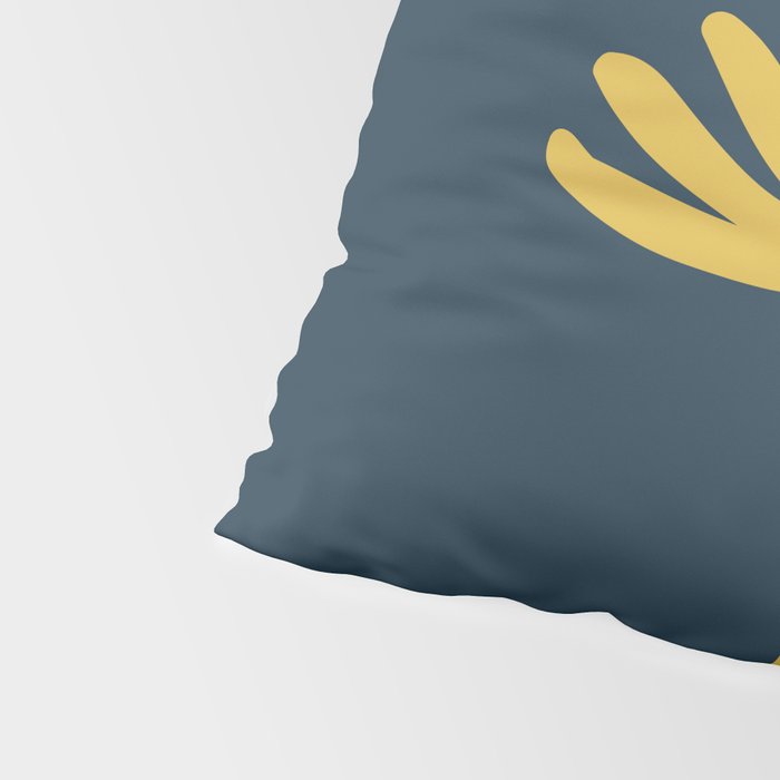 Tall Flower - Minimalist Floral in Light Mustard and Navy Blue Pillow Sham Gallery Image 4