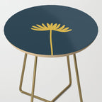 Tall Flower - Minimalist Floral in Light Mustard and Navy Blue Side Table Gallery Image 2