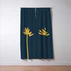 Tall Flower - Minimalist Floral in Light Mustard and Navy Blue Window Curtain Gallery Image 3