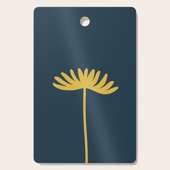 Tall Flower - Minimalist Floral in Light Mustard and Navy Blue Cutting Board Gallery Image 1