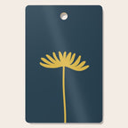 Tall Flower - Minimalist Floral in Light Mustard and Navy Blue Cutting Board Gallery Image 1