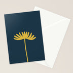 Tall Flower - Minimalist Floral in Light Mustard and Navy Blue Stationery Card Gallery Image 2