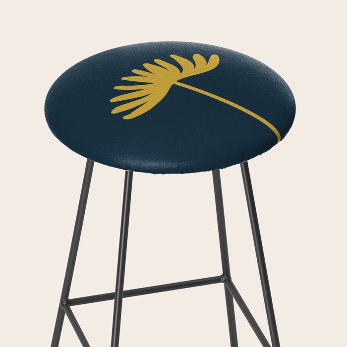 Tall Flower - Minimalist Floral in Light Mustard and Navy Blue Stool Gallery Image 2