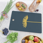 Tall Flower - Minimalist Floral in Light Mustard and Navy Blue Cutting Board Gallery Image 2
