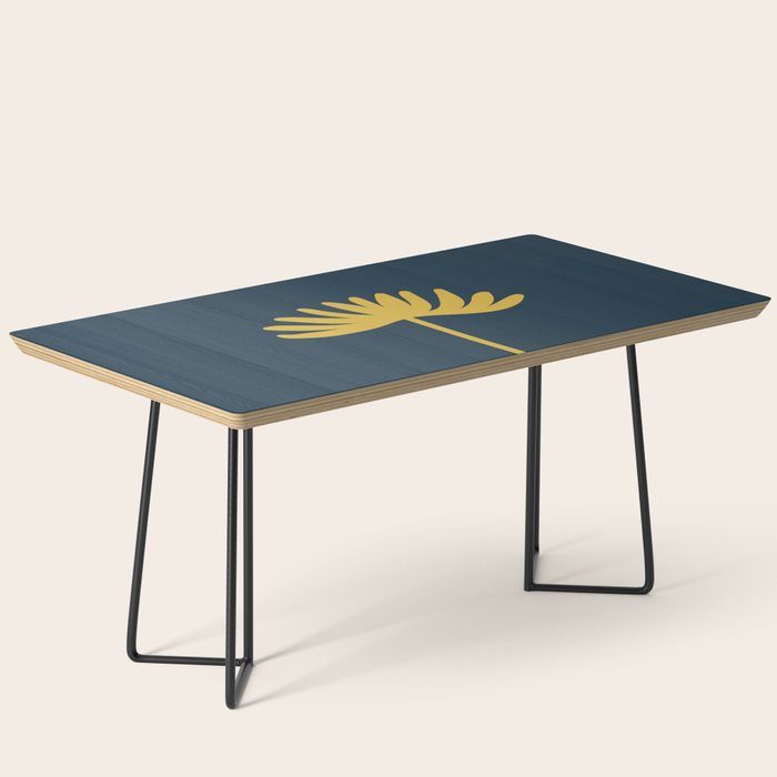 Tall Flower - Minimalist Floral in Light Mustard and Navy Blue Coffee Table Gallery Image 1