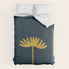 Tall Flower - Minimalist Floral in Light Mustard and Navy Blue Duvet Cover Gallery Image 6