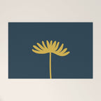 Tall Flower - Minimalist Floral in Light Mustard and Navy Blue Welcome Mat Gallery Image 1