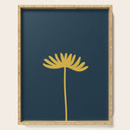 Tall Flower - Minimalist Floral in Light Mustard and Navy Blue Serving Tray Gallery Image 1