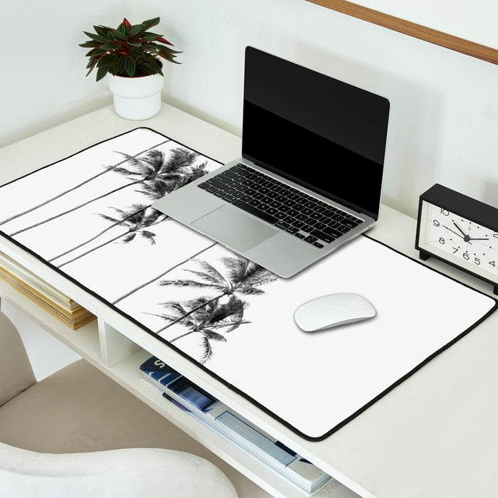 Hawaii Palm Trees - Black and White Photography Desk Mat Gallery Image 2