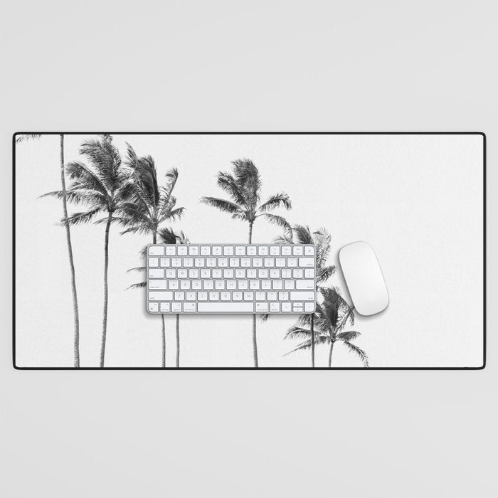 Hawaii Palm Trees - Black and White Photography Desk Mat Gallery Image 1