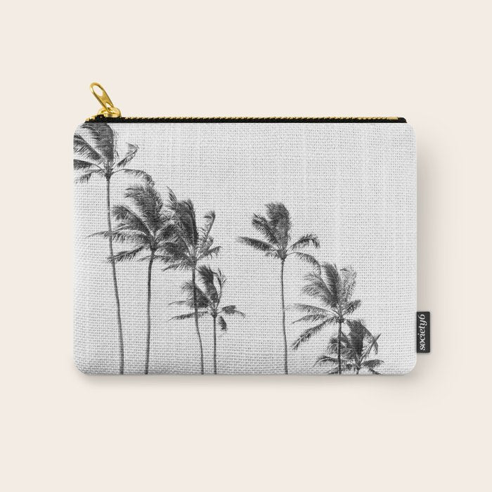 Hawaii Palm Trees - Black and White Photography Carry All Pouch Gallery Image 1