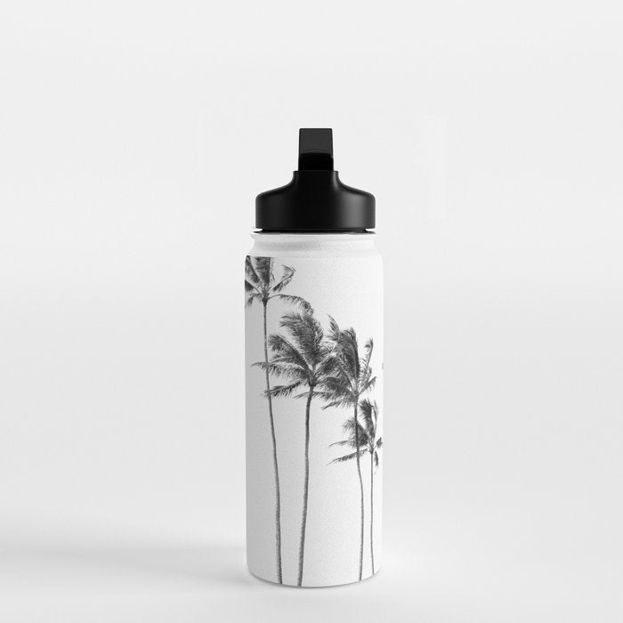 Hawaii Palm Trees - Black and White Photography Water Bottle Gallery Image 3