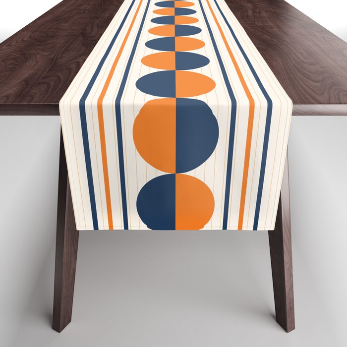 Abstract Shapes 78 in Orange and Navy Blue Table Runner Gallery Image 1