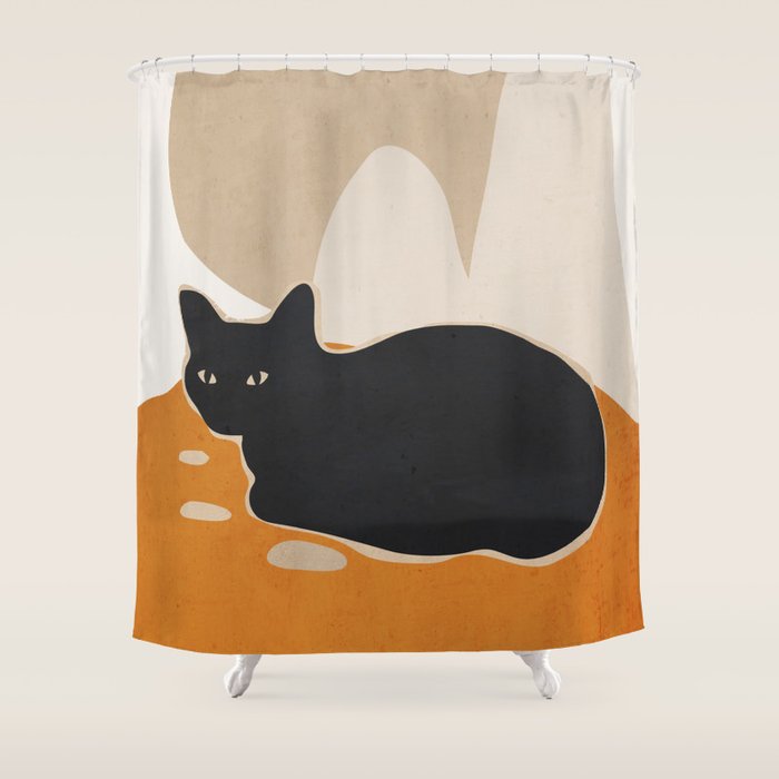 Minimal Abstract Art Cat 3 Shower Curtain Gallery Image 1
