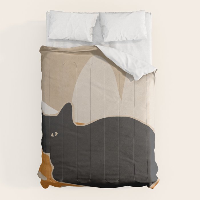 Minimal Abstract Art Cat 3 Comforter Gallery Image 1