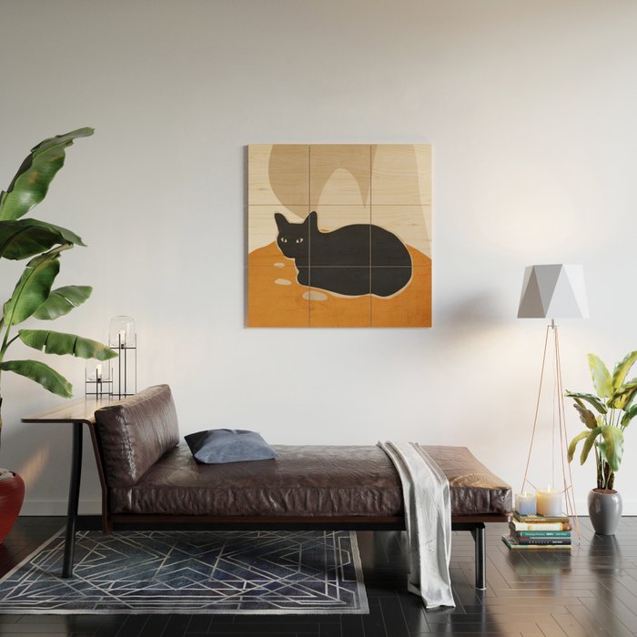 Minimal Abstract Art Cat 3 Wood Wall Art Gallery Image 2